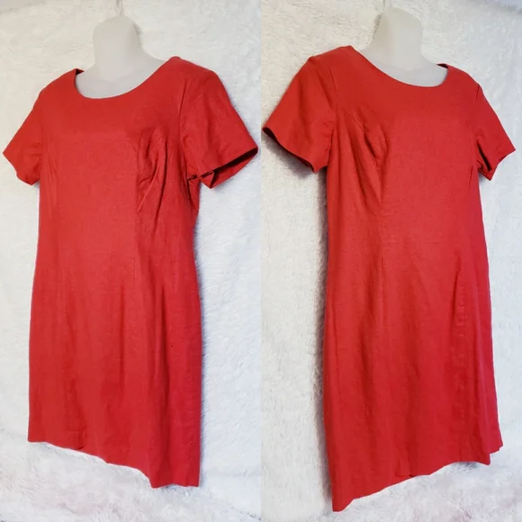 Vintage Red Linen Dress - Picture 3 of 11